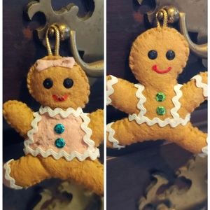 CLOSET CLEAR OUT Vintage Felt Stuffed Gingerbread Country Christmas Ornaments